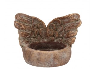 Zlatý antik cementový svícen andělská křídla Angel Wings Gold - 11*9*8 cm