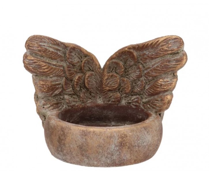 Zlatý antik cementový svícen andělská křídla Angel Wings Gold - 11*9*8 cm daan kromhout