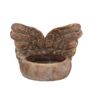 Zlatý antik cementový svícen andělská křídla Angel Wings Gold - 11*9*8 cm
