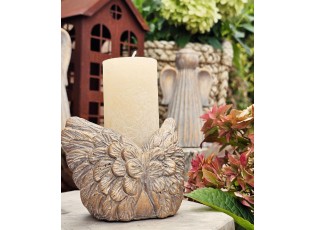 Zlatý antik cementový svícen andělská křídla Angel Wings Gold - 11*9*8 cm