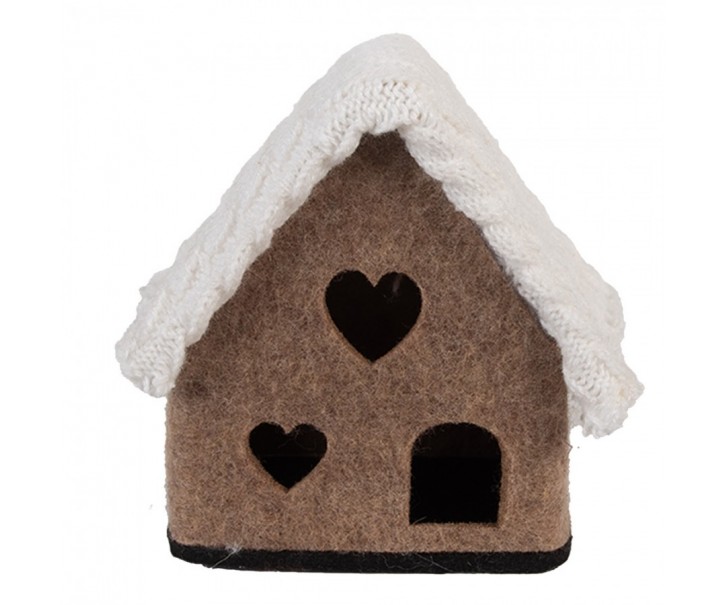 Decorative Figurine House 13x10x13 Cm Brown Textile - 13.0 cm Clayre & Eef