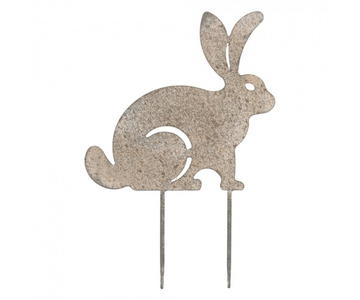 Garden Stake Rabbit 23x1x35 Cm Grey Metal - 23.0 cm Clayre & Eef