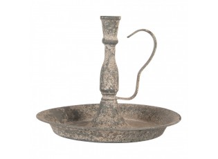 Šedý antik kovový svícen na úzkou svíčku Francio - Ø 23*19 cm