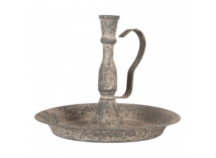 Šedý antik kovový svícen na úzkou svíčku Francio - Ø 23*19 cm
