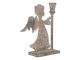 Šedý antik kovový svícen na úzkou svíčku anděl Angel - 22*8*28 cm Clayre & Eef