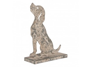 Decorative Figurine Dog 16x8x19 Cm Grey Metal - 16.0 cm