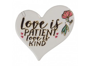 Magnet Heart 6x6x1 Cm White Metal - 6.0 cm