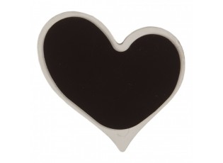 Magnet Heart 6x6x1 Cm White Metal - 6.0 cm