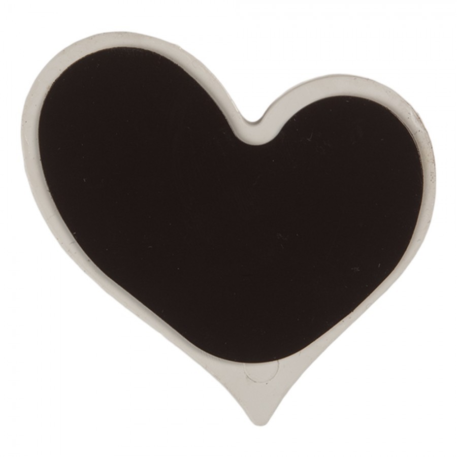 Magnet Heart 6x6x1 Cm White Metal - 6.0 cm