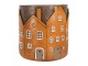 Hnědý cihlový odkládací stolek s domky Amster - Ø 39*40 cm Clayre & Eef