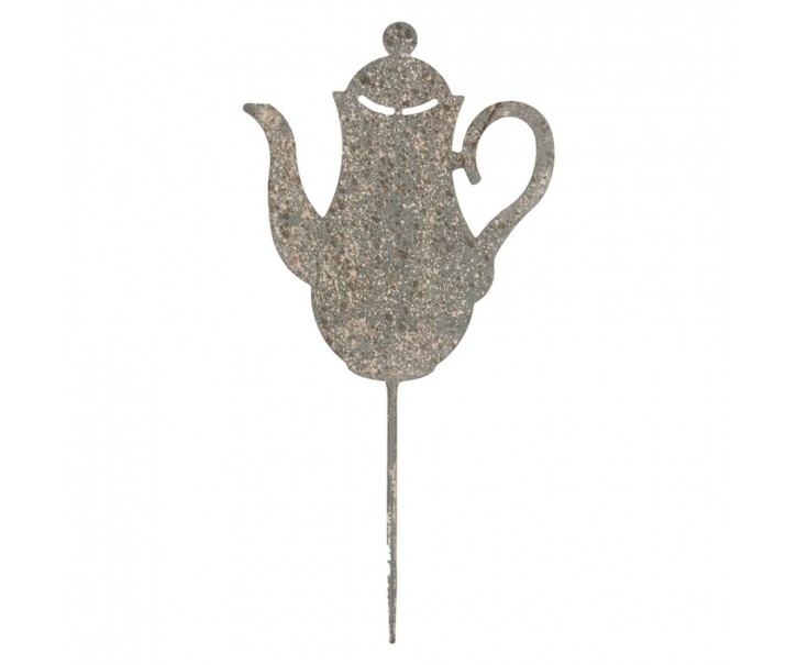 Garden Stake Teapot 20x1x40 Cm Grey Metal - 20.0 cm Clayre & Eef