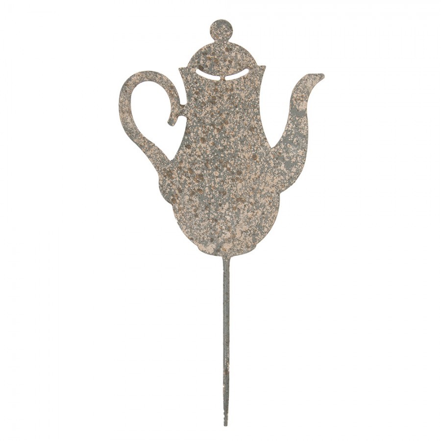Garden Stake Teapot 20x1x40 Cm Grey Metal - 20.0 cm