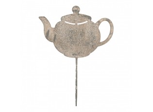 Garden Stake Teapot 26x1x35 Cm Grey Metal - 35.0 cm