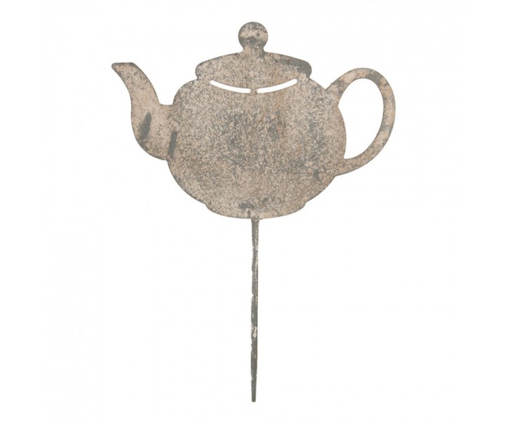 Garden Stake Teapot 26x1x35 Cm Grey Metal - 35.0 cm Clayre & Eef