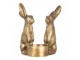 Zlatý antik svícen na čajovou svíčku s králíky - 10*8*12 cm Clayre & Eef