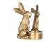 Zlatý antik svícen na čajovou svíčku s králíky - 10*8*12 cm Clayre & Eef