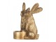 Zlatý antik svícen na čajovou svíčku s králíky - 10*8*12 cm Clayre & Eef