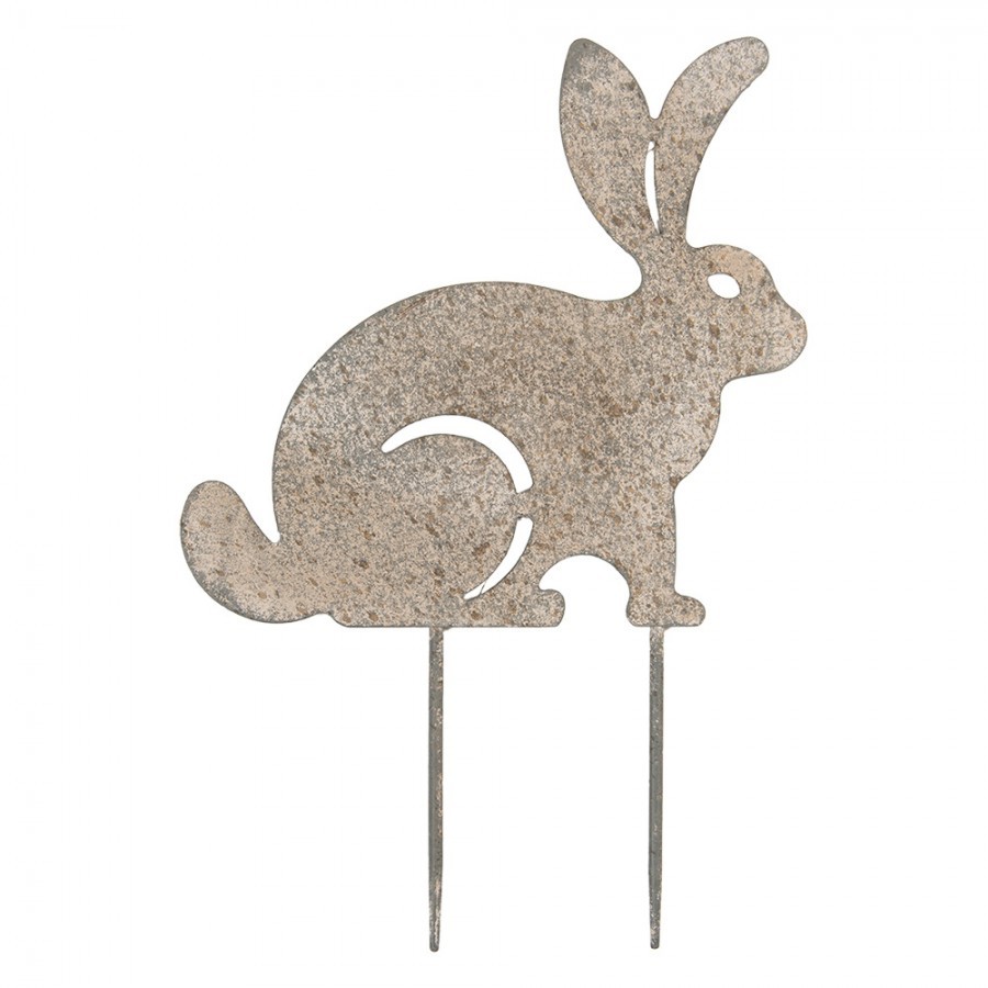Garden Stake Rabbit 28x1x41 Cm Grey Metal - 28.0 cm