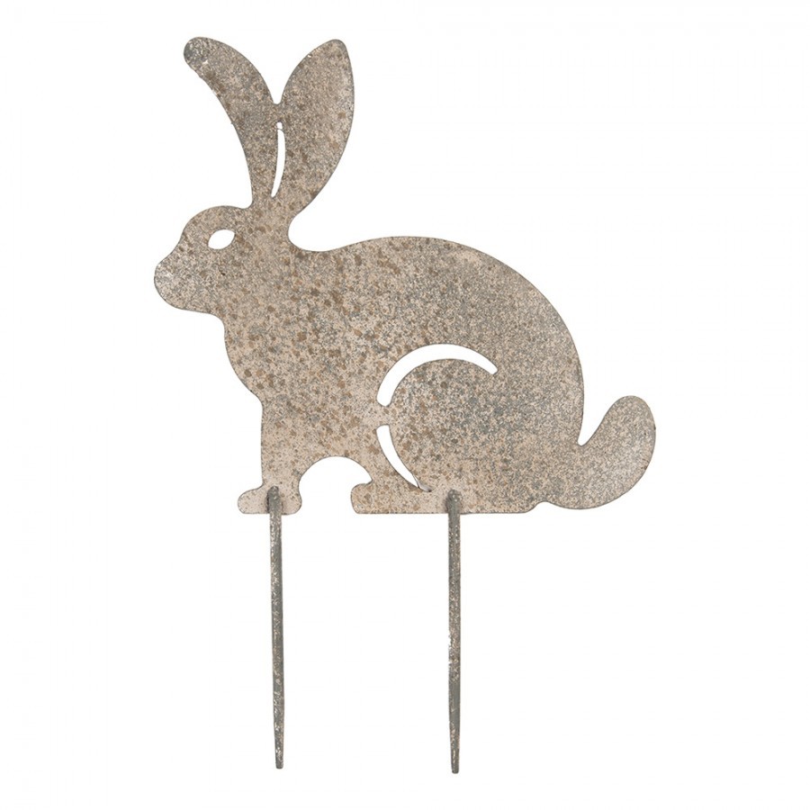 Garden Stake Rabbit 28x1x41 Cm Grey Metal - 28.0 cm