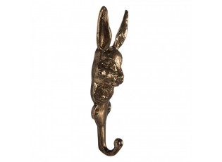 Zlatý antik nástěnný kovový háček hlava králíka - 7*4*18 cm