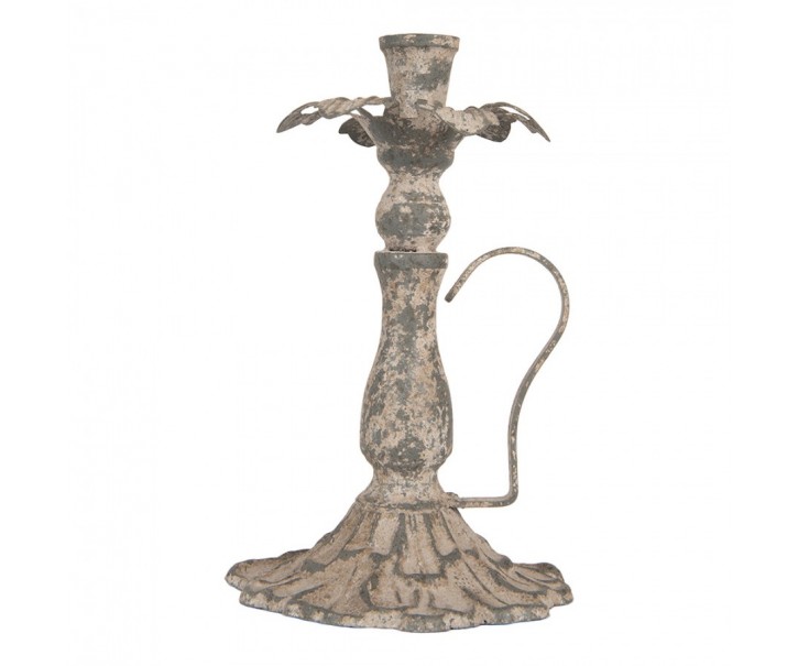 Šedý antik kovový svícen na úzkou svíčku Francio - Ø 15*23 cm Clayre & Eef
