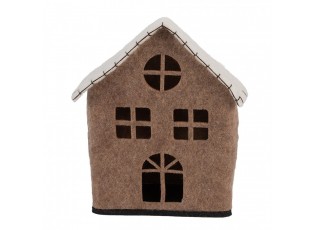 Decorative Figurine House 17x9x19 Cm Brown Textile - 17.0 cm