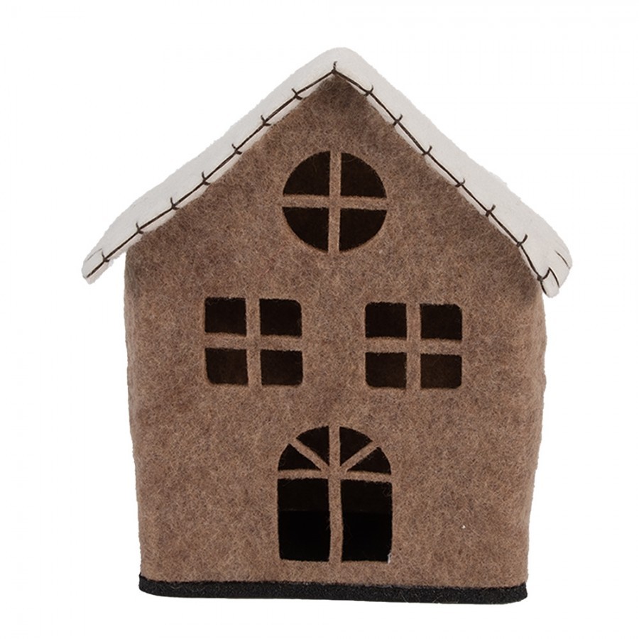 Decorative Figurine House 17x9x19 Cm Brown Textile - 17.0 cm