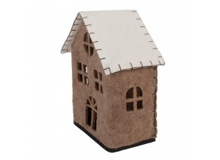 Decorative Figurine House 17x9x19 Cm Brown Textile - 17.0 cm