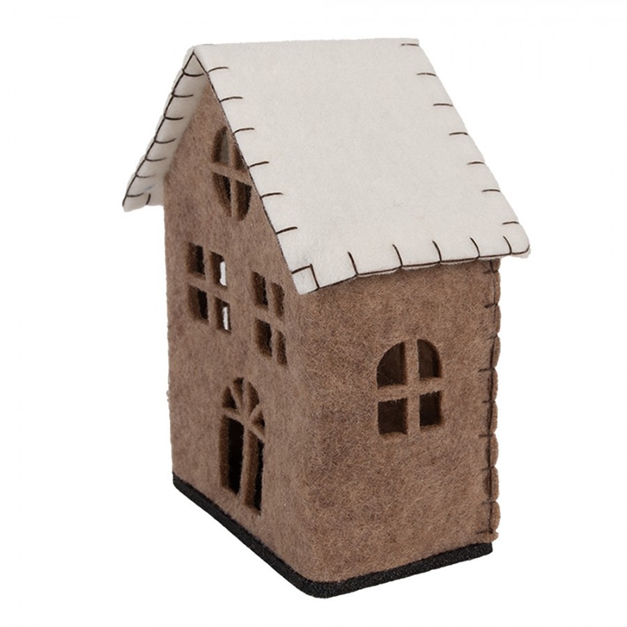 Decorative Figurine House 17x9x19 Cm Brown Textile - 17.0 cm