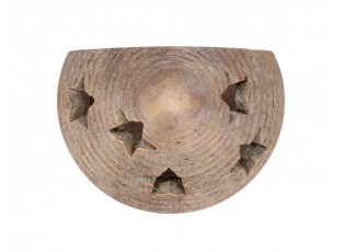 Zlatý antik cementový svícen půlkruhový domek House Gold - 14*10*23 cm