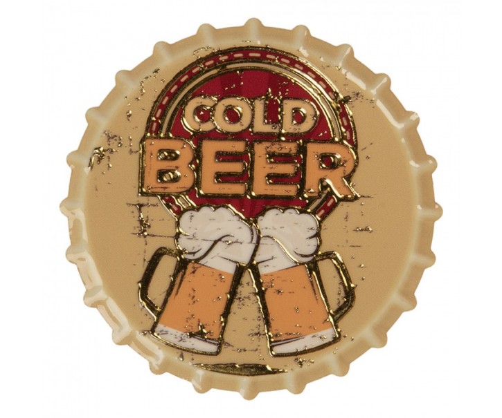 Keramický magnet zátka Cold Beer - Ø 7*1 cm Clayre & Eef