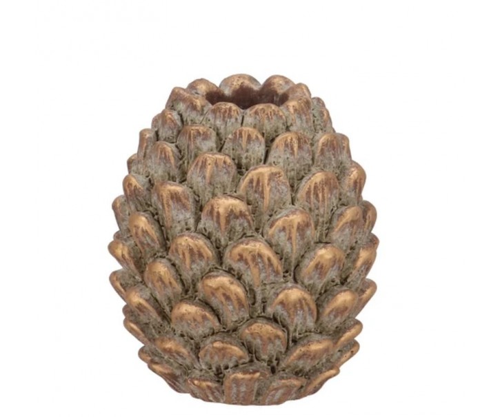 Zlatý antik cementový svícen šiška Pinecone Gold - 8*8*9 cm daan kromhout