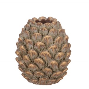 Zlatý antik cementový svícen šiška Pinecone Gold - 8*8*9 cm