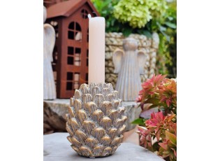 Zlatý antik cementový svícen šiška Pinecone Gold - 8*8*9 cm