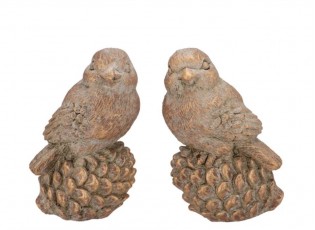 2ks zlatá antik cementová dekorace ptáček Bird Gold - 9*7*13 cm