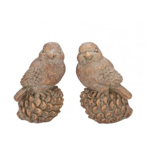 2ks zlatá antik cementová dekorace ptáček Bird Gold - 9*7*13 cm