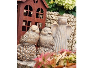 2ks zlatá antik cementová dekorace ptáček Bird Gold - 9*7*13 cm
