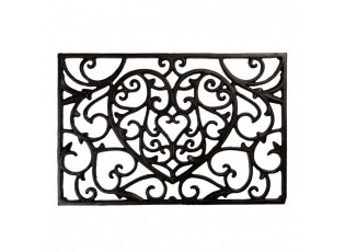 Door Mat Heart 59x39x2 Cm Brown Metal - 59.0 cm