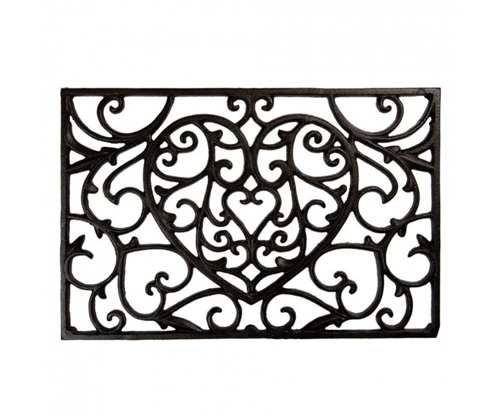 Door Mat Heart 59x39x2 Cm Brown Metal - 59.0 cm Clayre & Eef