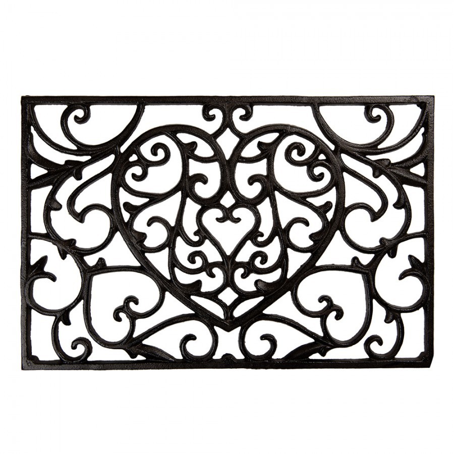 Door Mat Heart 59x39x2 Cm Brown Metal - 59.0 cm