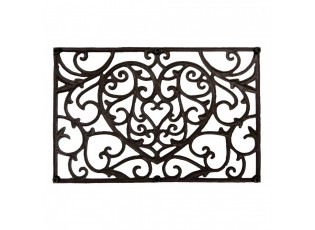 Door Mat Heart 59x39x2 Cm Brown Metal - 59.0 cm