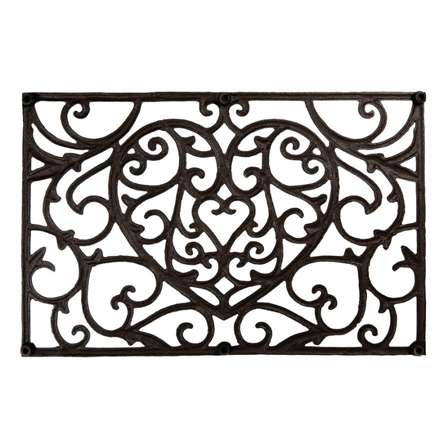 Door Mat Heart 59x39x2 Cm Brown Metal - 59.0 cm