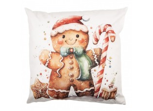 Bílý povlak na polštář s perníčkem Gingerbread - 45*45 cm