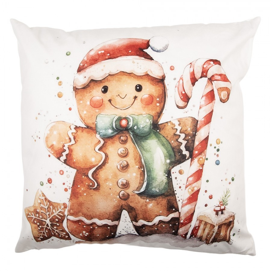 Bílý povlak na polštář s perníčkem Gingerbread - 45*45 cm