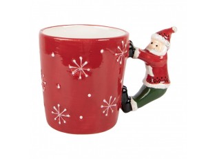 Červený keramický hrnek Santa Claus - 15*10*11 cm / 400 ml