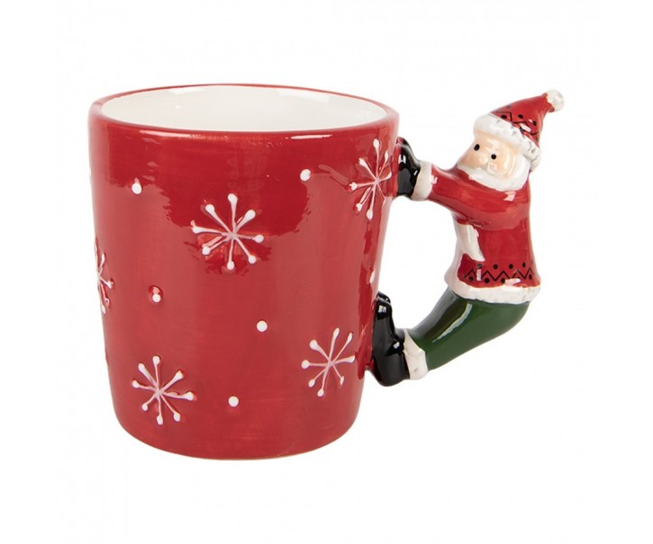 Červený keramický hrnek Santa Claus - 15*10*11 cm / 400 ml Clayre & Eef