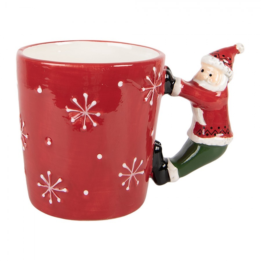 Červený keramický hrnek Santa Claus - 15*10*11 cm / 400 ml