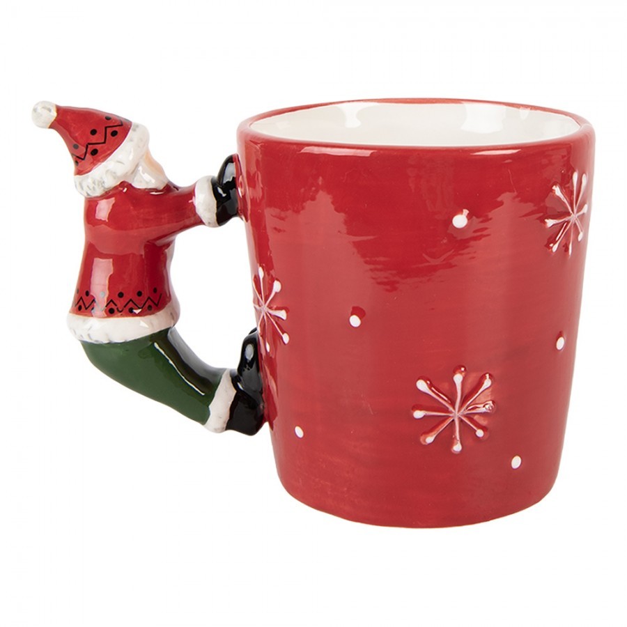 Červený keramický hrnek Santa Claus - 15*10*11 cm / 400 ml