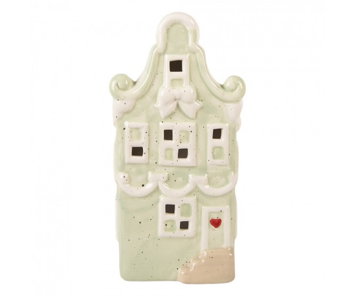 Zelený keramický LED domek Lamont - 11*9*22 cm Clayre & Eef
