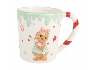 Bílý keramický hrneček s perníčkem Gingerbread - 13*10*10 cm / 400 ml